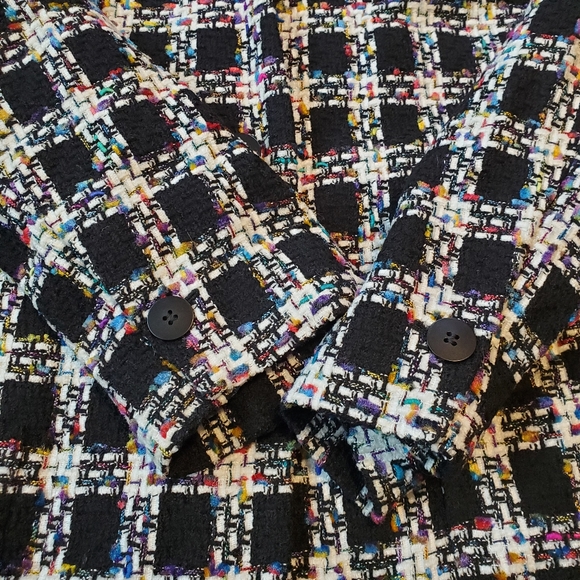 Vintage 80s Jaeger Wool Blend Multicolor Speckled Checker Blazer Jacket Size 12 - Picture 2 of 11